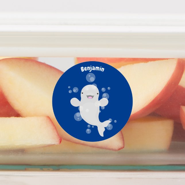 Étiquettes Béluga mignon bulles dessin de dessin animé (Apposé)