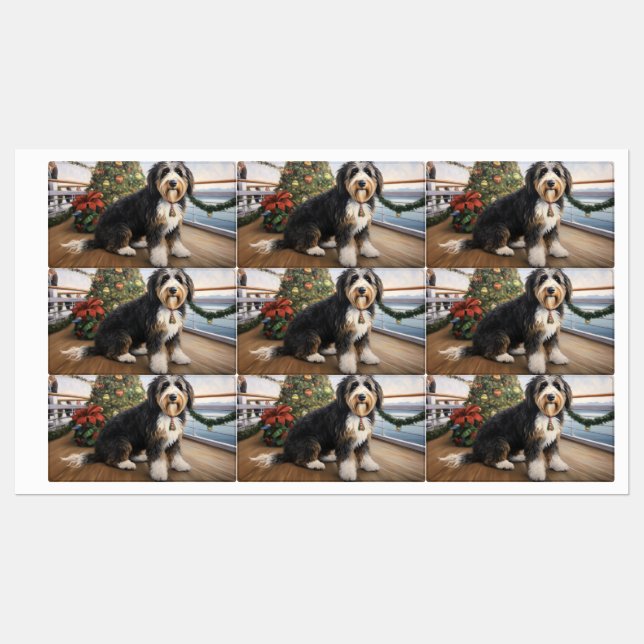 Étiquettes Bernedoodle Christmas Cruise : Pawsome Holiday (Feuille)