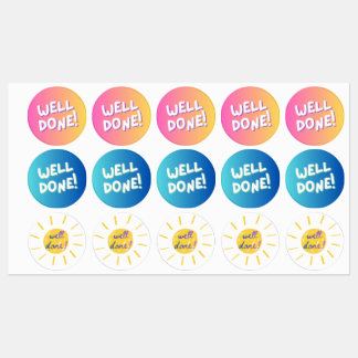 Étiquettes “Bien fait !” Autocollant de motivation coloré