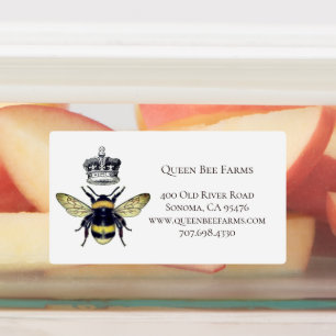 Étiquettes blanches couronne de reine abeille