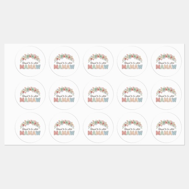 Étiquettes Blessed to be called Mamaw (Feuille)