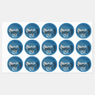 Étiquettes Bleu peint hiver-