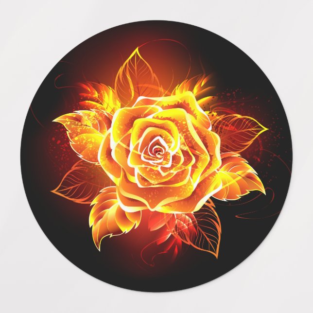 Étiquettes Blooming Fire Rose (Design 1)