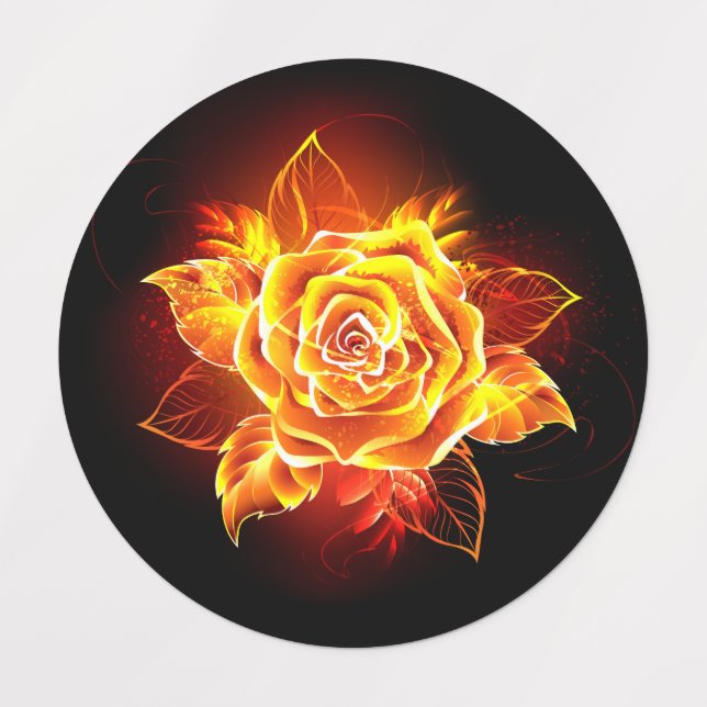 Étiquettes Blooming Fire Rose (Design 1)