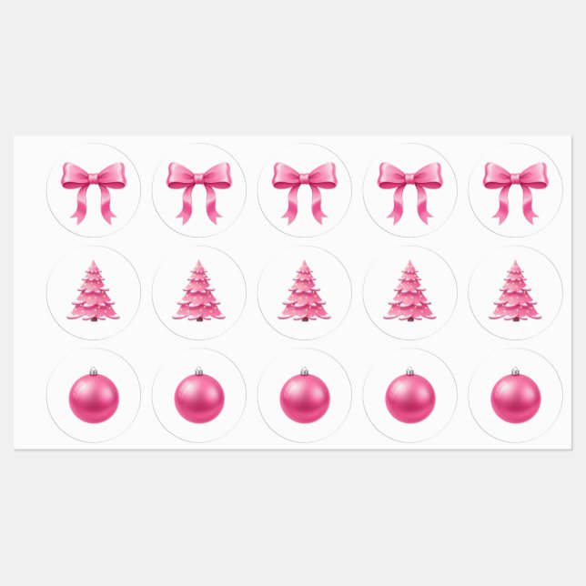 Étiquettes Blush Coquette Noël Rose Fêtes (Feuille)