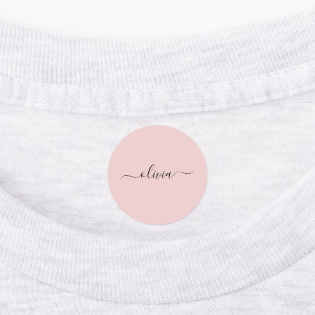 Étiquettes Blush Dusty rose moderne Script Girl Monogramme No (Apposé)