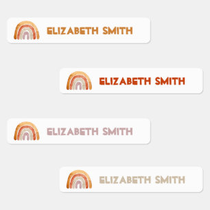 Étiquettes Boho Modern Rainbow Nom personnalisé École
