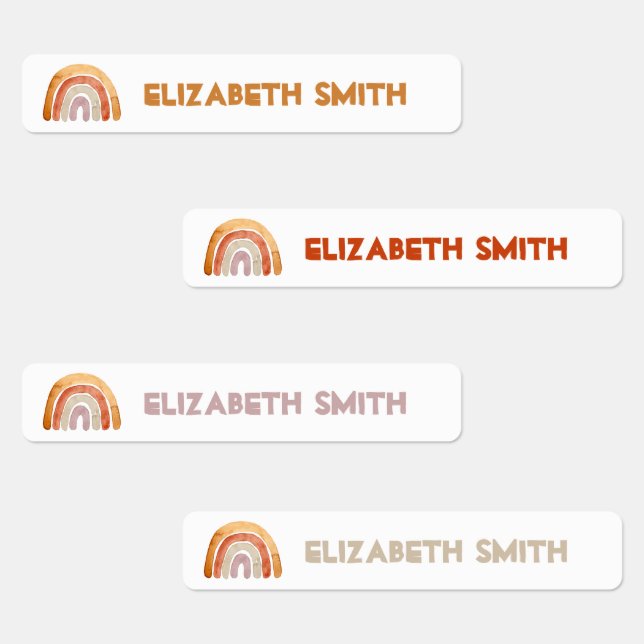 Étiquettes Boho Modern Rainbow Nom personnalisé École (Groupe)