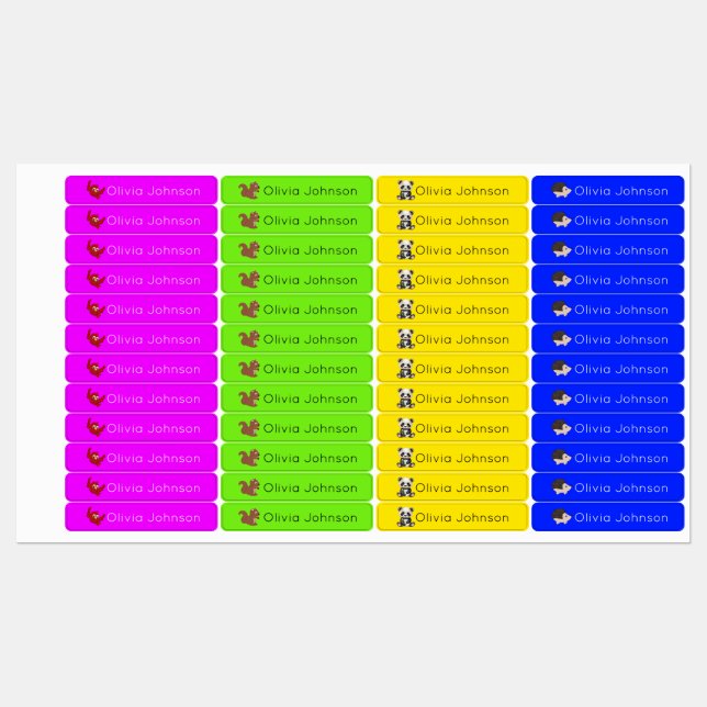 Étiquettes Bois Animaux Enfants Nom Fer On | Vêtements en néo (Feuille)