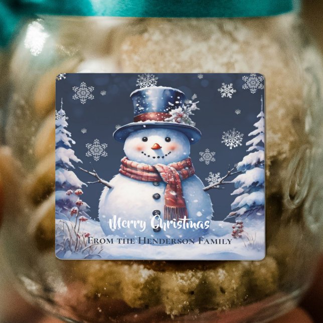 Étiquettes Boisson d'hiver Snowman (Winter Forest Snowman Christmas Baking Label)