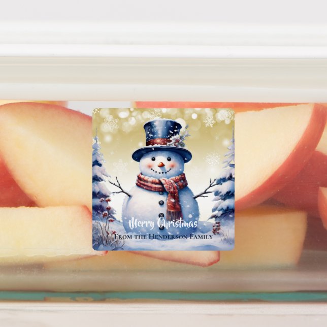 Étiquettes Boisson d'hiver Snowman | Doré (Apposé)