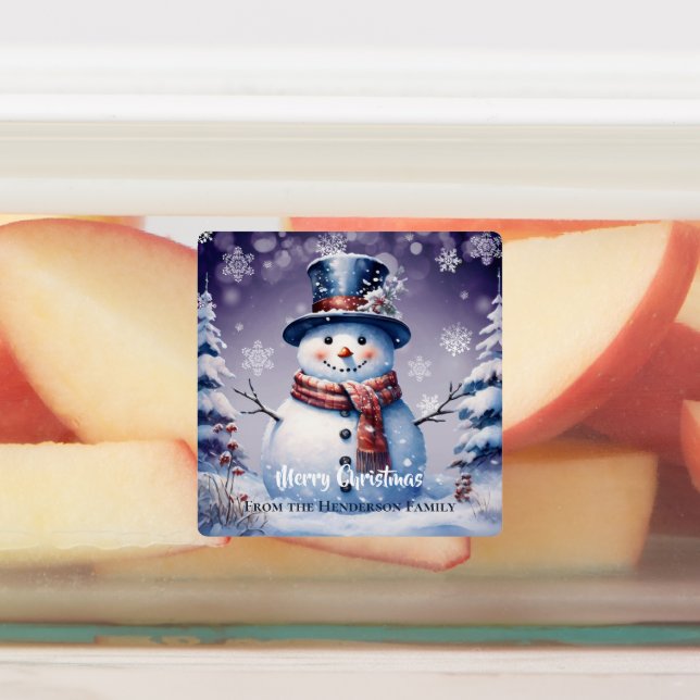 Étiquettes Boisson d'hiver Snowman | Pourpre (Apposé)