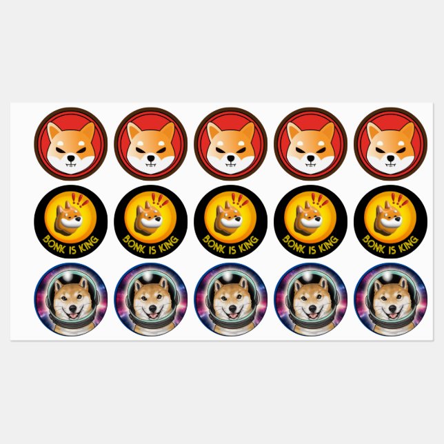 Étiquettes BONK crypto cadeau, mème marchand de monnaie autoc (Feuille)