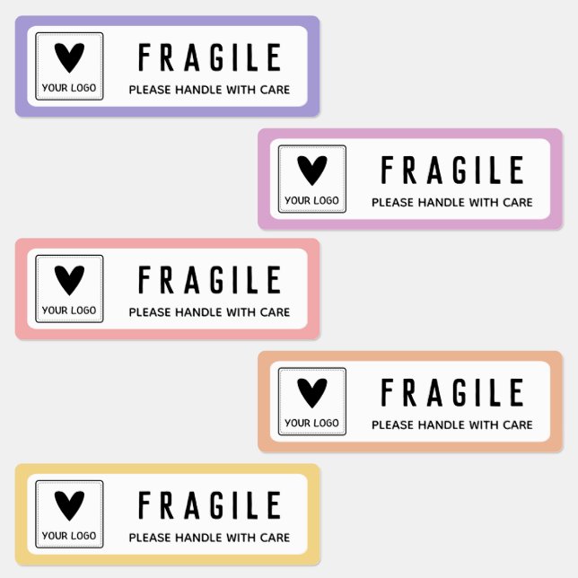 Étiquettes Bordures jaune violet Fragile Logo d'entreprise (Groupe)