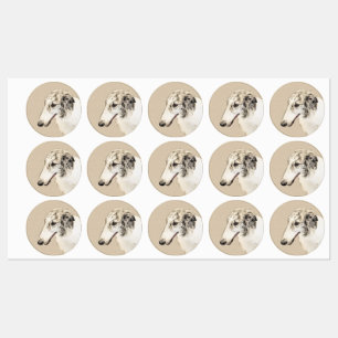 Étiquettes Borzoi (Argent Brindle) Peinture Chien Art origina