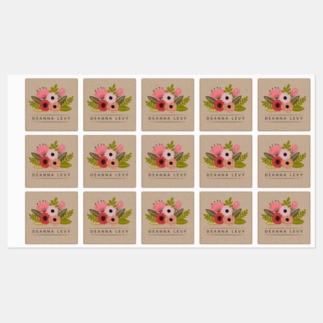 Étiquettes Bouquet Floral Personnalisable Modifiable (Feuille)