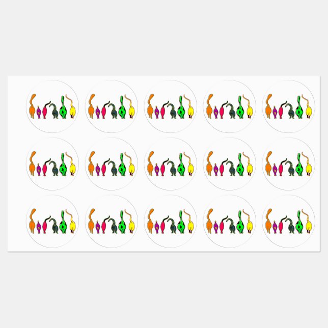 Étiquettes Boutons de chat colorés (Feuille)