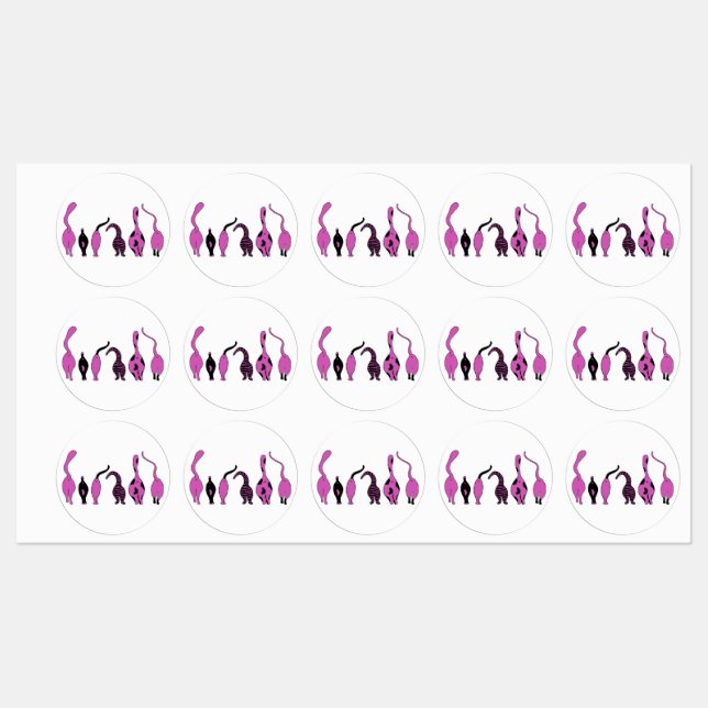 Étiquettes Boutons de chat violet (Feuille)