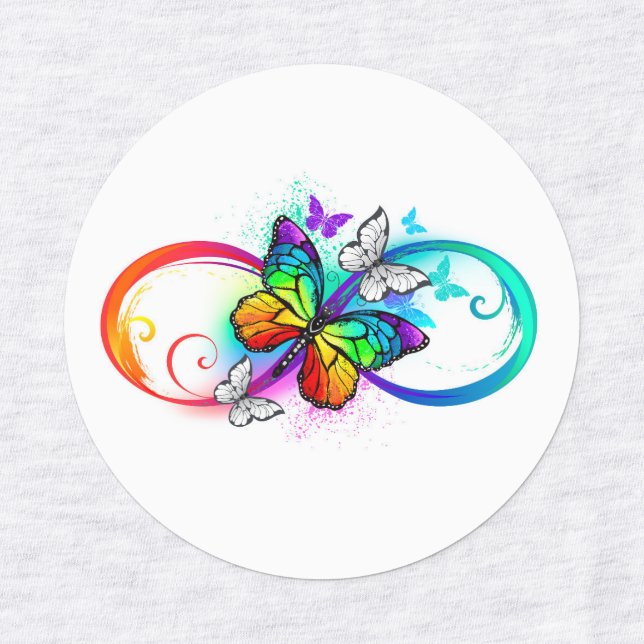 Étiquettes Bright infinity with rainbow butterfly (Design 1)