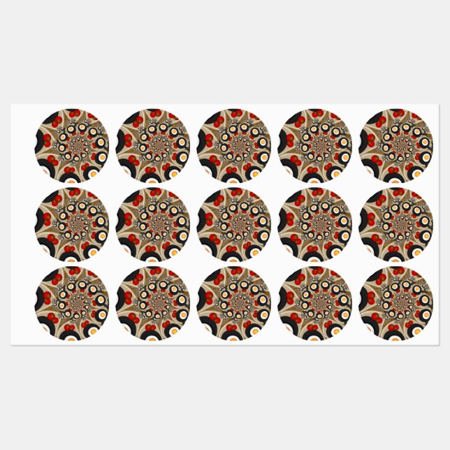 Étiquettes Brunch Fractal Art Drôle Nourriture, Tomates, Oeuf (Feuille)