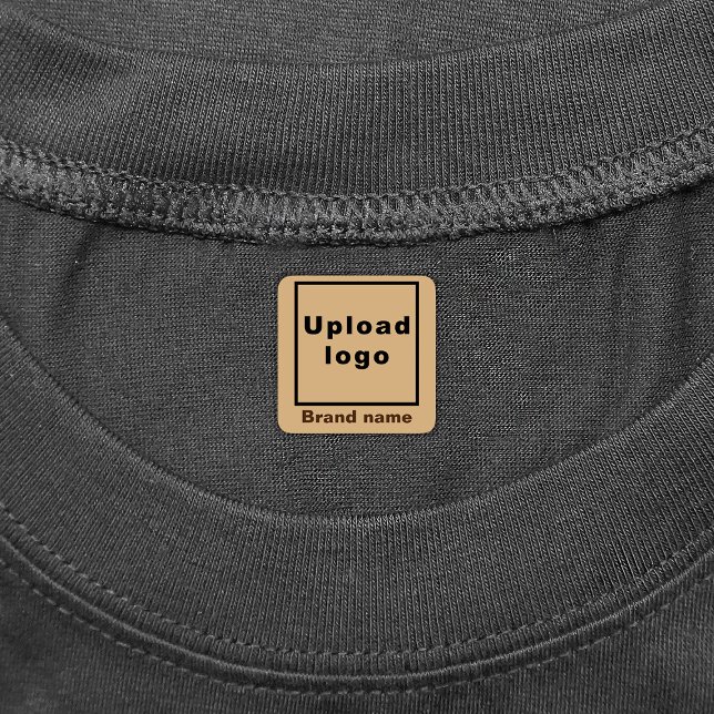 Étiquettes Business Brand on Light Brown Square Clothing (Light brown square clothing label with your business brand)