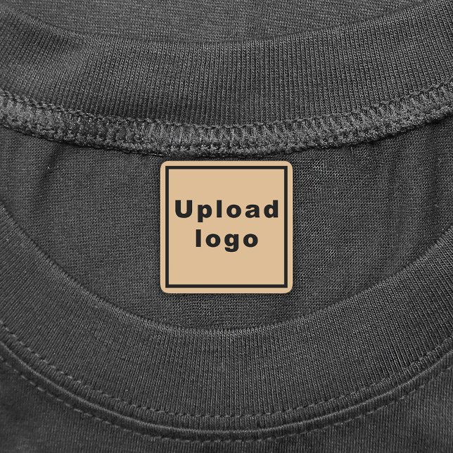 Étiquettes Business Logo on Light Brown Square Iron On Label (Light brown square iron on label with your business logo)