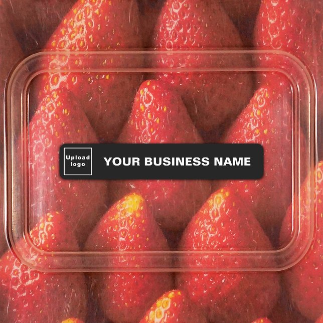 Étiquettes Business Name and Logo on Black Slim Adhesive (Créateur téléchargé)