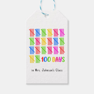 Étiquettes-cadeau 100 Jours de l'école Colorful Tally Mark