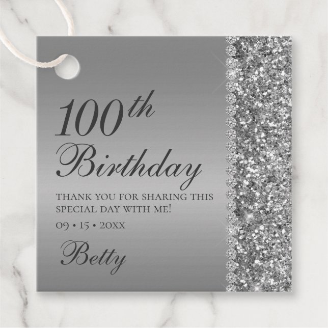 Étiquettes Cadeau 100e anniversaire Elégant (Devant)