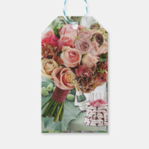 10 Tags cadeaux avec Rose, Champagne