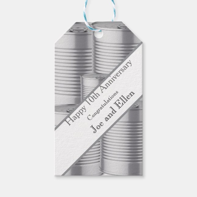 Étiquettes-cadeau 10th Wedding Anniversary, Tin Anniversary (Devant)