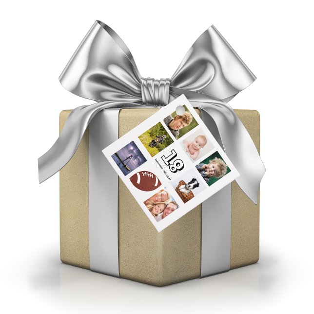 Étiquettes Cadeau 18e anniversaire fête photo collage garçon merci (Créateur téléchargé)