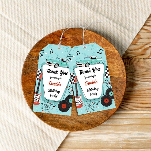 Étiquettes-cadeau 1950's Retro Party Thank You (Fifties retro personalized thank you tags
)