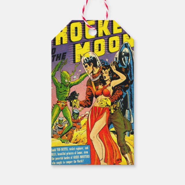 ÉTIQUETTES-CADEAU 1951 ROCKET TO THE MOON SCI FI COMICS (Devant)