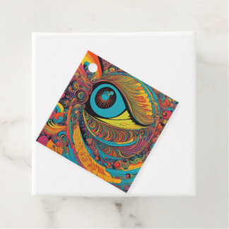 Étiquettes Cadeau 1960 Psychédélique Horreur Vacui Motif d'art