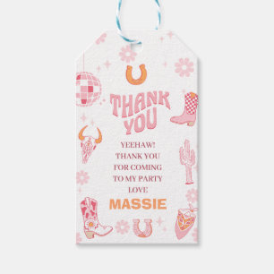 Étiquettes-cadeau 1er anniversaire de la première rodéo rose rétro