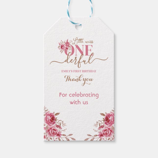 ÉTIQUETTES-CADEAU 1ER ANNIVERSAIRE PETITE CARTE MALIN (Devant)