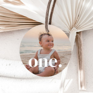 Étiquettes Cadeau 1er anniversaire Photo - un