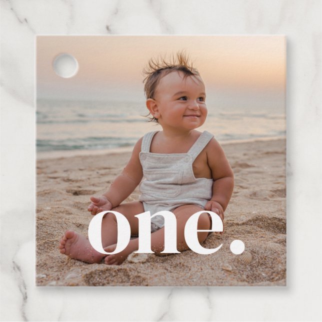 Étiquettes Cadeau 1er anniversaire Photo - un (Devant)