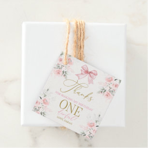 Étiquettes Cadeau 1ère fille anniversaire avec arc