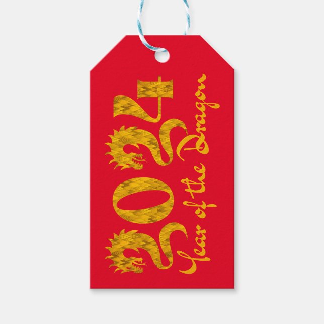 ÉTIQUETTES-CADEAU 2024 ANNÉE DU DRAGON OR (Devant)