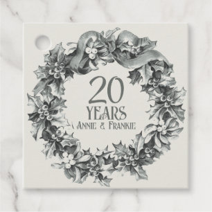 Étiquettes Cadeau 20e anniversaire de Mariage antique vintage