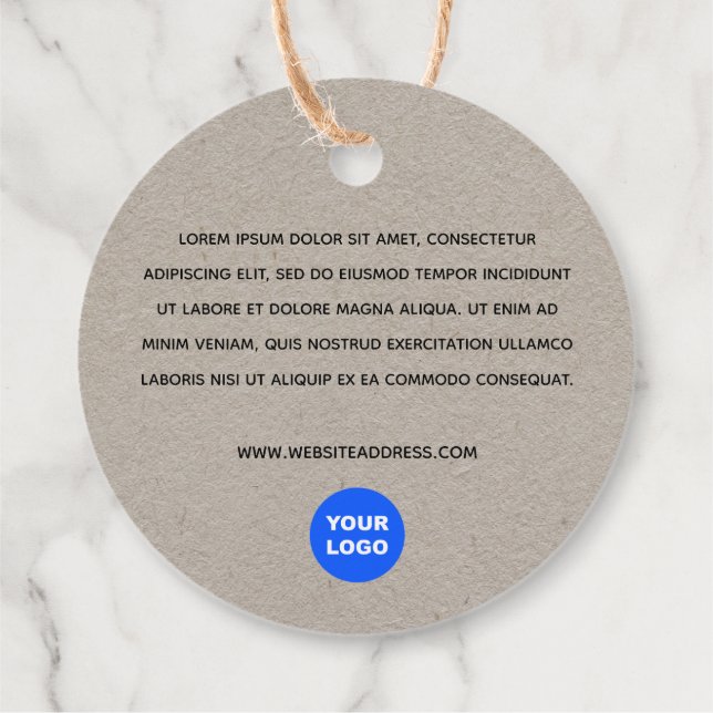 Étiquettes Cadeau 2" Round Kraft Ajouter un logo avec description Te (Dos)