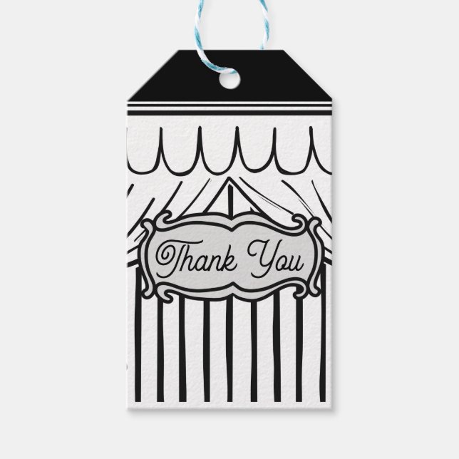 Étiquettes-cadeau 2D Anniversaire de la fête de style BD Merci (Devant)