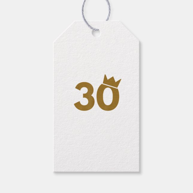 Étiquettes-cadeau 30 Couronne d'or - 30e cadeau d'anniversaire (Devant)