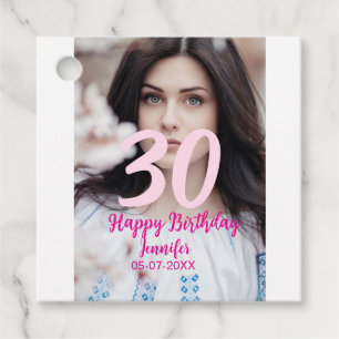 Étiquettes Cadeau 30e anniversaire ajouter nom date année photo blan