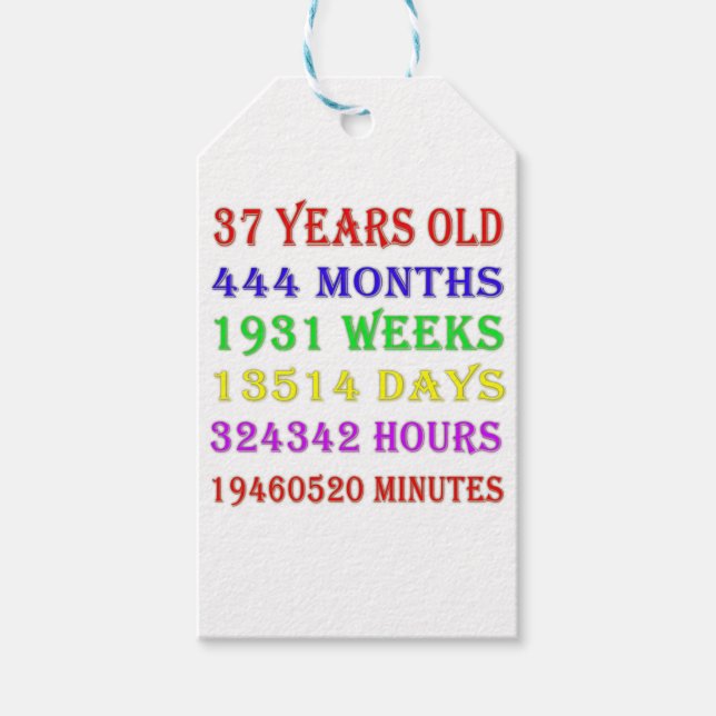 Étiquettes-cadeau 37e anniversaire Jalons (Devant)