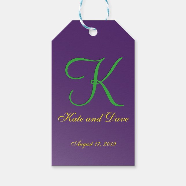 Étiquettes-cadeau 3d Monogramme Purple Fab Fun (Devant)