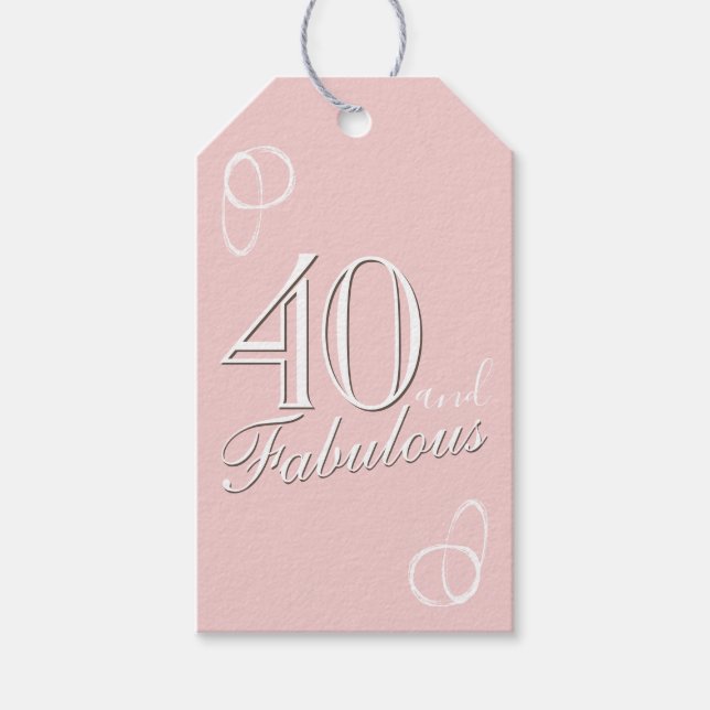 Étiquettes-cadeau 40 et fabuleux Script Blush rose 40e anniversaire (Devant)