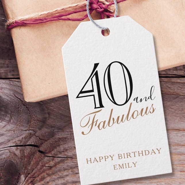 Étiquettes-cadeau 40 et fabuleux script élégant 40e anniversaire (Créateur téléchargé)